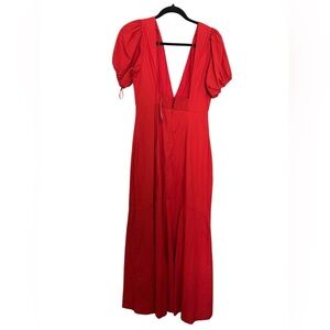 NWT Abercrombie & Fitch Red Puff Sleeve Open‎ Back Dress